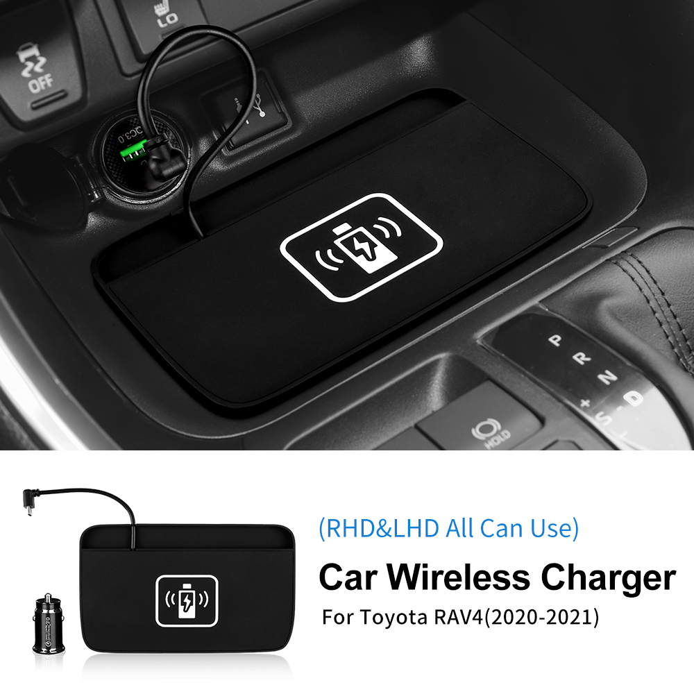 For Toyota RAV4 2019 2020-2025 Car Wireless Charger Pad Fast Charging Center Console Organizer Interior Modification Accessories