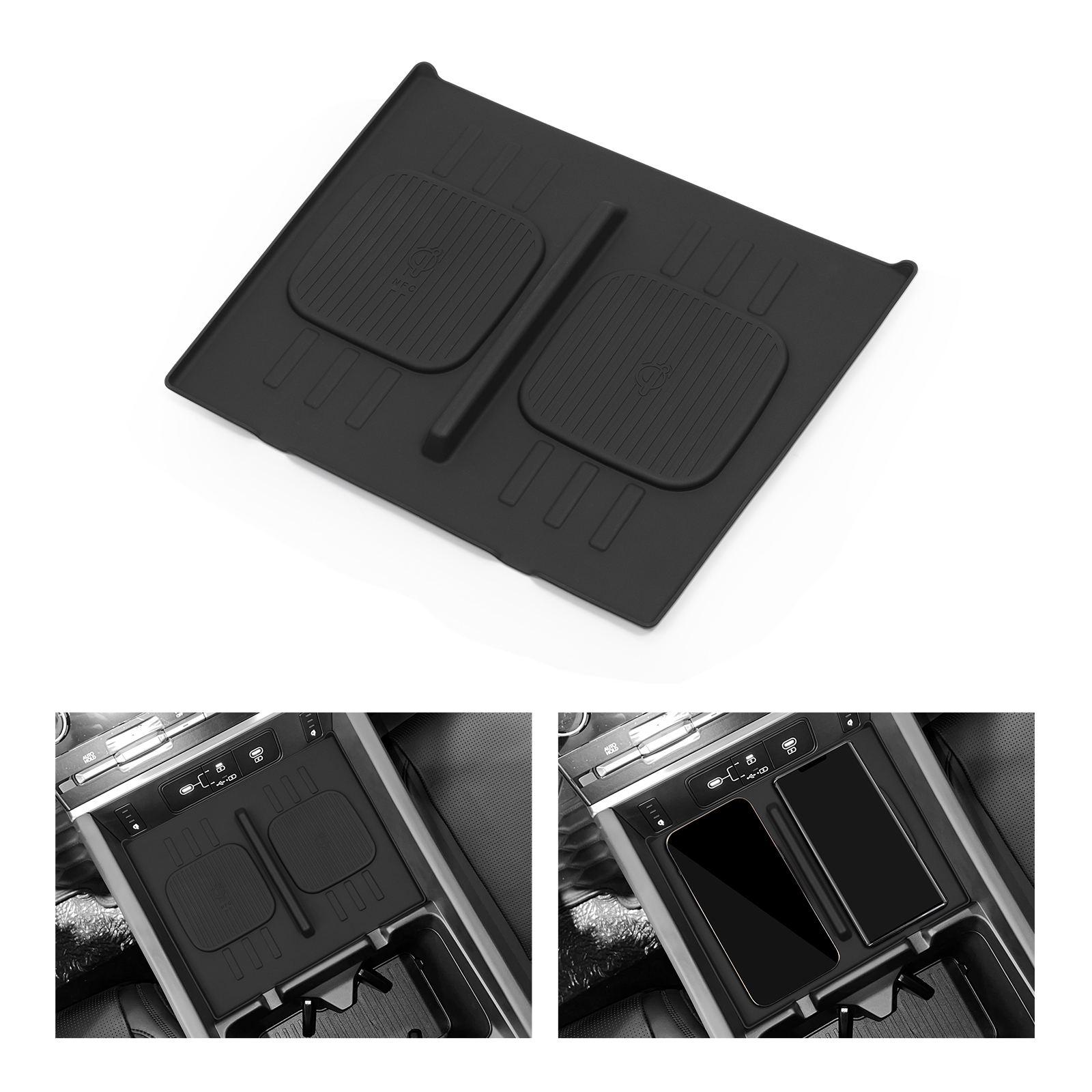 for Hyundai Santa Fe 2024 Wireless Charging Pad Auto Interior Accessories Car Phone Non-slip Charger Mat Silicone Protective Pad