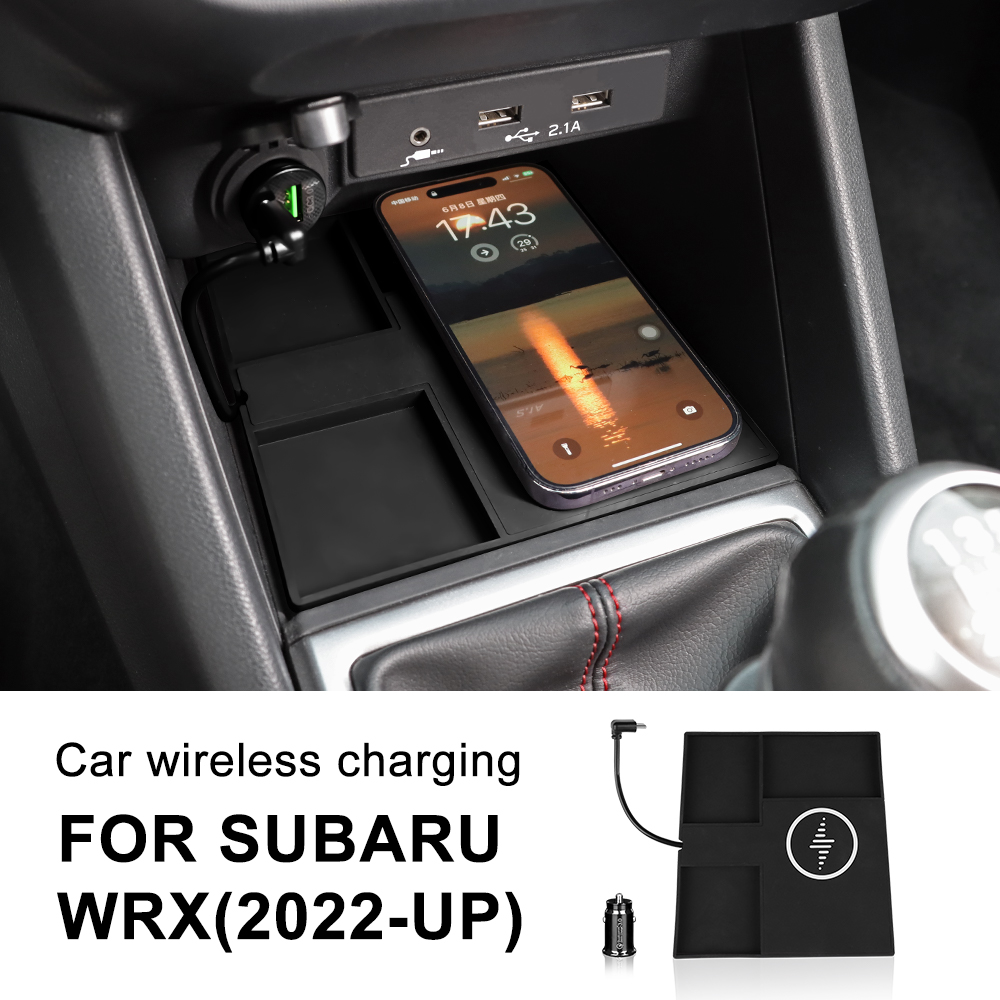 For Subaru WRX 2022 2023-2026 Car Wireless Charger Pad Fast Charging Center Console Organizer Interior Modification Accessories