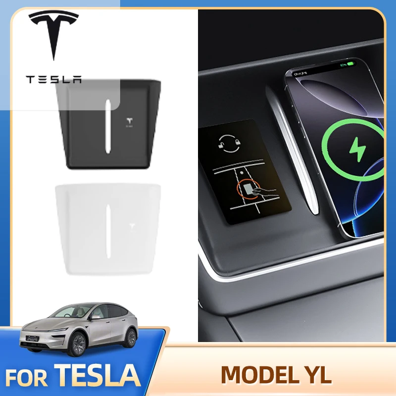 2025 For Tesla Model YL 6-seater Wireless Charging Silicone Pad Central Control Anti Slip Pad Car Dust Accessorie Car Sticker