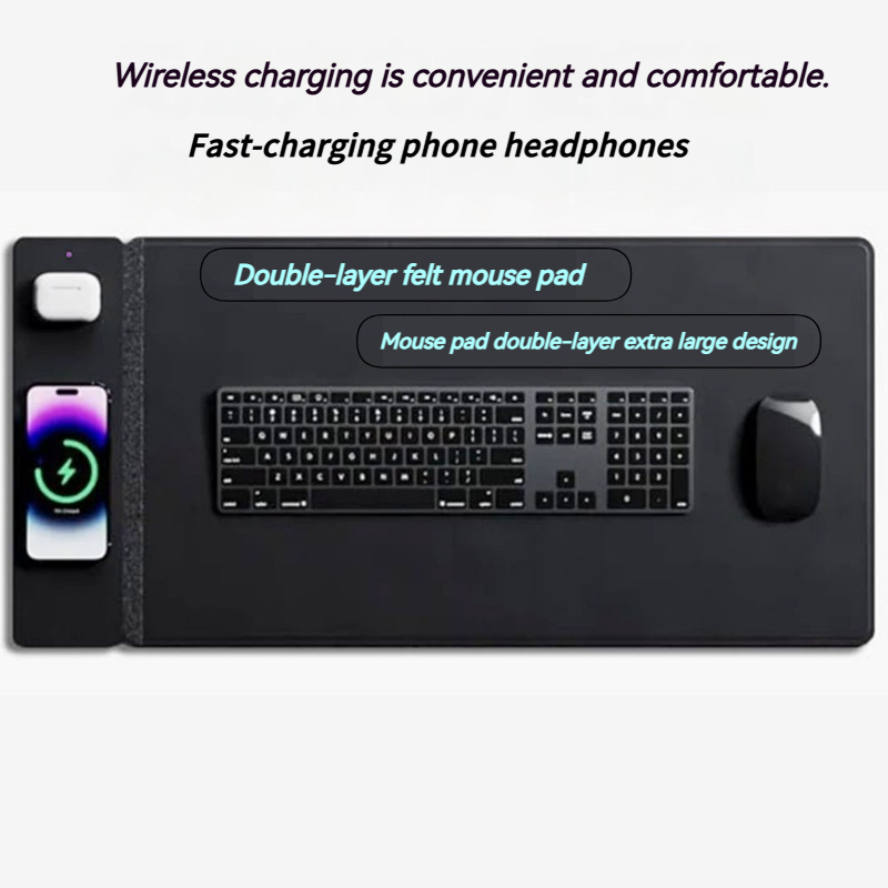 15WFast Charging Magnetic Split 2-in-1 Wireless Charging Mouse Pad Keyboard Pad