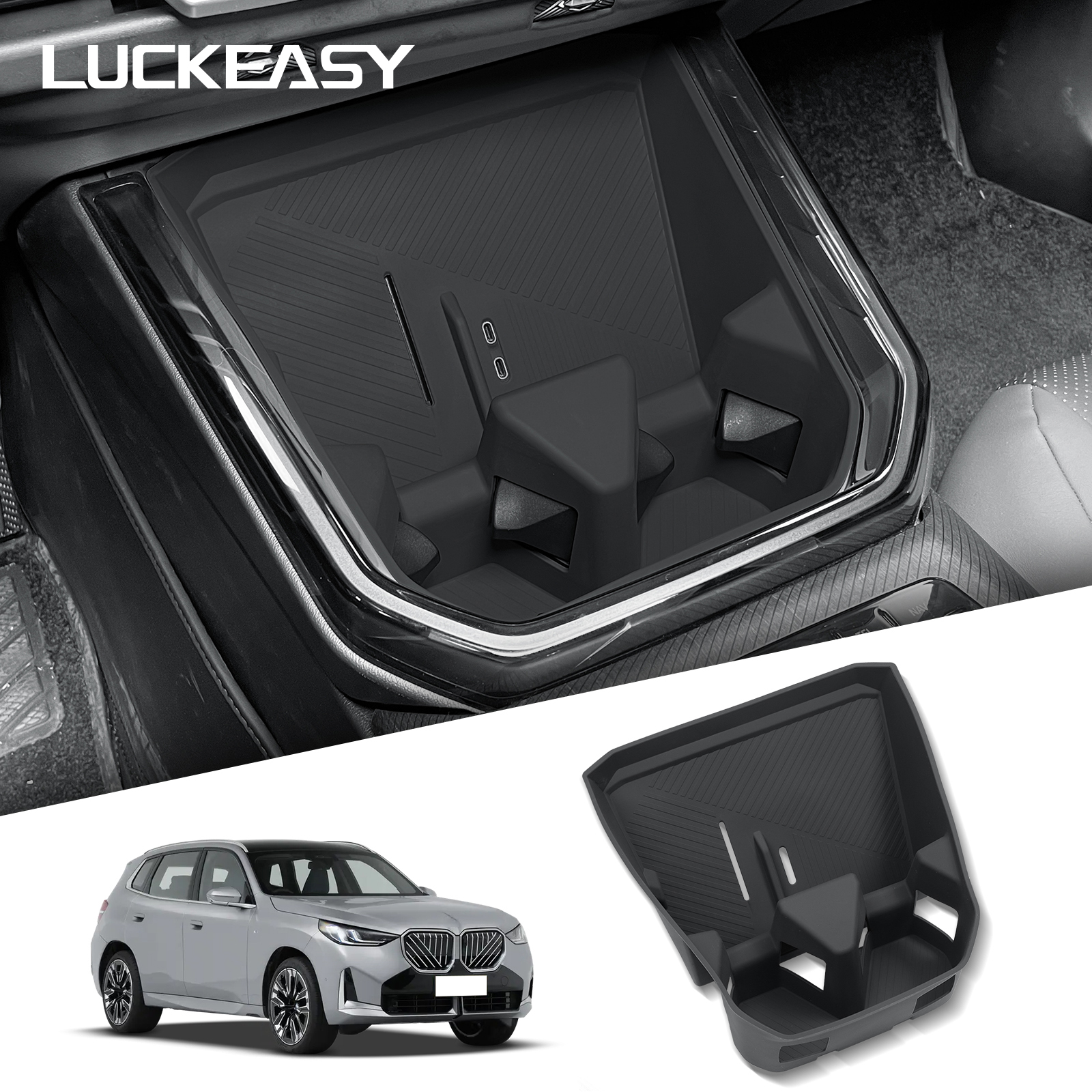 for BMW X3 2025 Water Cup Holder Storage Tray Organizer With Non-slip Mat Central Console Protective Pad Car Accessories