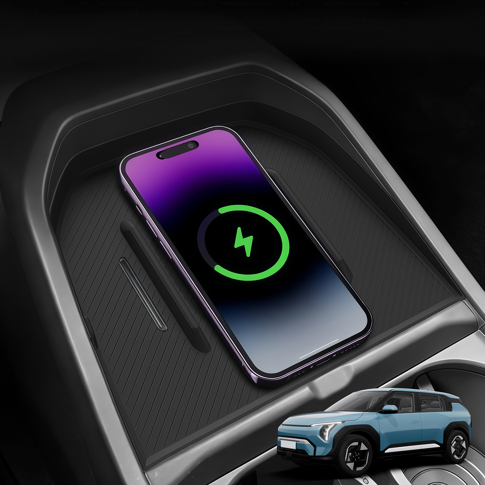 For Kia EV3 2025-2026 Wireless Charging Pad Protector Silicone Anti-Slip Mat Phone Charging Tray Non-Slip Auto Accessories