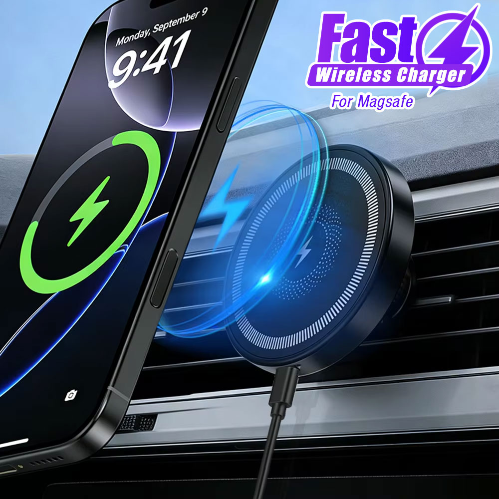 Car For Magsafe Wireless Charger Pad Air Vent Phone Holder Stand For iPhone 17~12 Samsung Xiaomi Fast Charging Cellphone Bracket