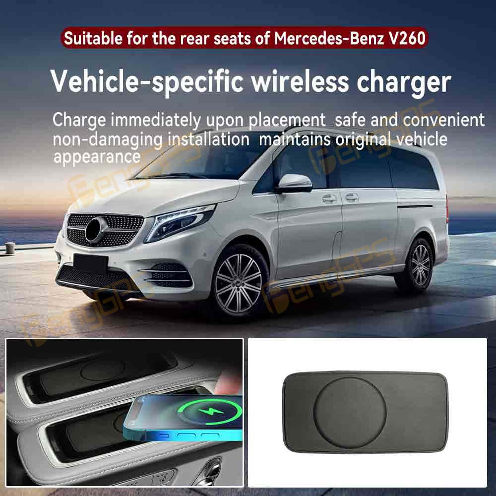 Car Wireless Charger for Mercedes Benz V260 2Pcs/Set Rear Seat Fast Charging Pad Smart Wireless Mobile Phone Charger Accessories