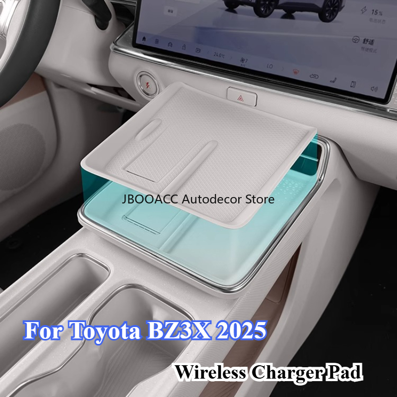 For Toyota BZ3X 2025 Car Center Console Anti-Slip Mat Wireless Charger Soft Silicone Pad Phone Holder Protector Charging Storage