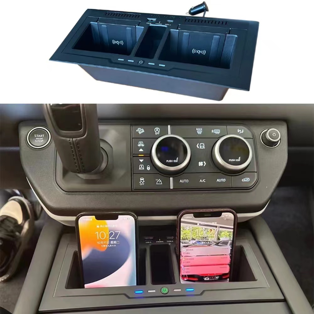 Central Wireless Charger Fast Charging Tray Pad for Land Rover For Defender 90 110 2020 2023 Auto Interior Parts Accessories