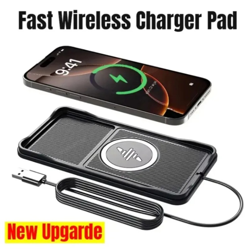 Car Wireless Charger Pad Base USB Cable Fast Charging Station for iPhone 17 16 15 14 13 Pro Max Samsung Xiaomi Airpods Pro 2 LG