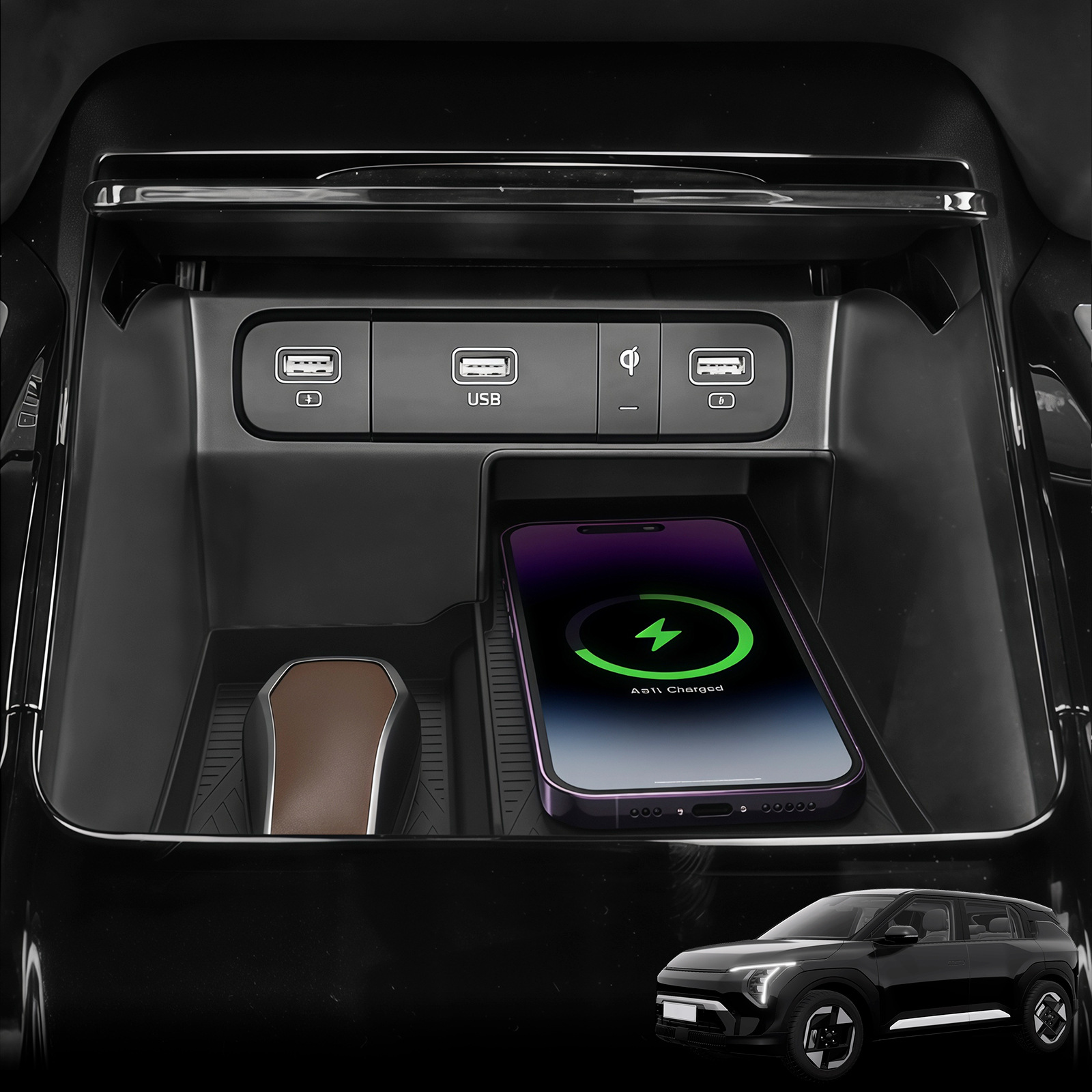 For Kia Sorento 2022-2026 Wireless Charging Pad Silicone Storage Anti-Slip Mat Phone Charging Tray Non-Slip Auto Accessories