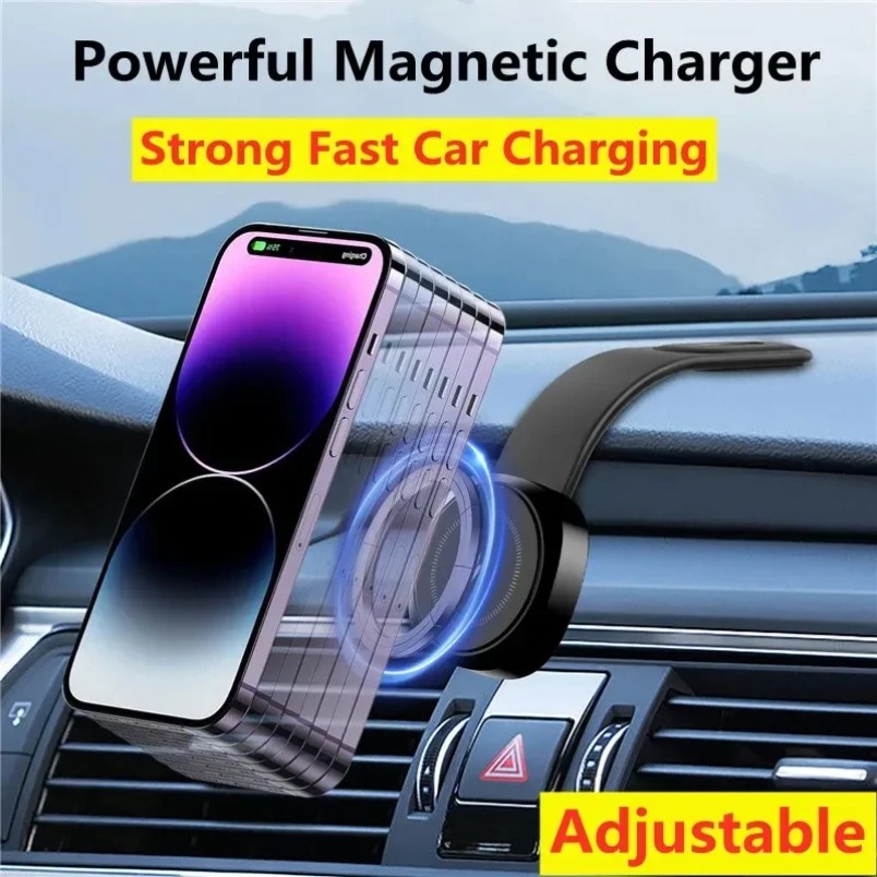 Magnetic Wireless Charger Pad Fast RGB Light Car Dashboard Sticker Bracket For iPhone 15 14 13 12 Pro Max Tesla Charging Station