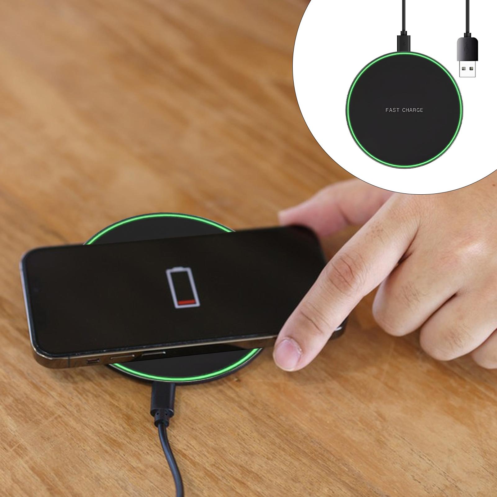 Ultra-thin Wireless Charger 15W Max Fast Charging Pad Dock Station Safe High-Speed Charging With Light For Travel Phones