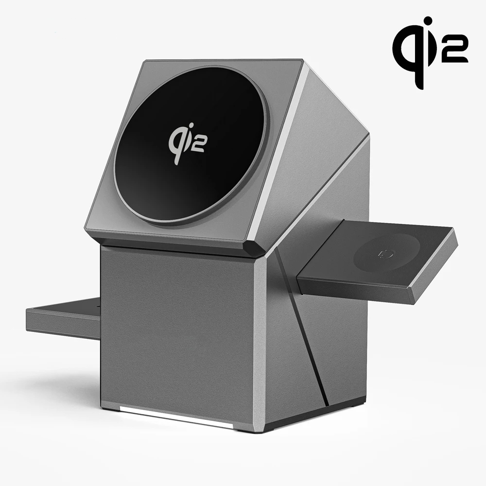 15W Qi2 3 In 1 Magnetic Autorotation Quick Wireless Charger For Android iPhone iWatch Airpods Magsafe Fast Charging Dock Station