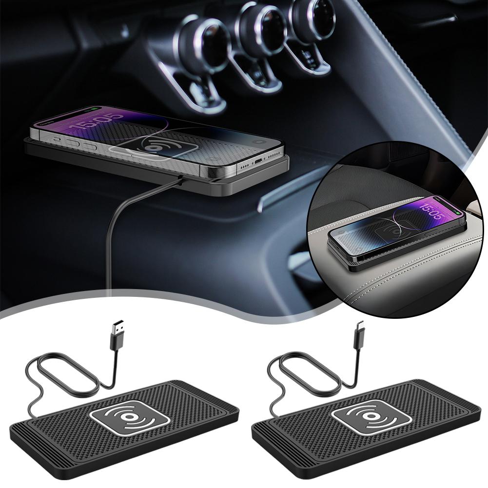 Type-C Car Wireless Charger 15W Intelligent Automatic Sensing Non-Slip Rubber Fast Charging Pad For Huawei Apple F8Y0