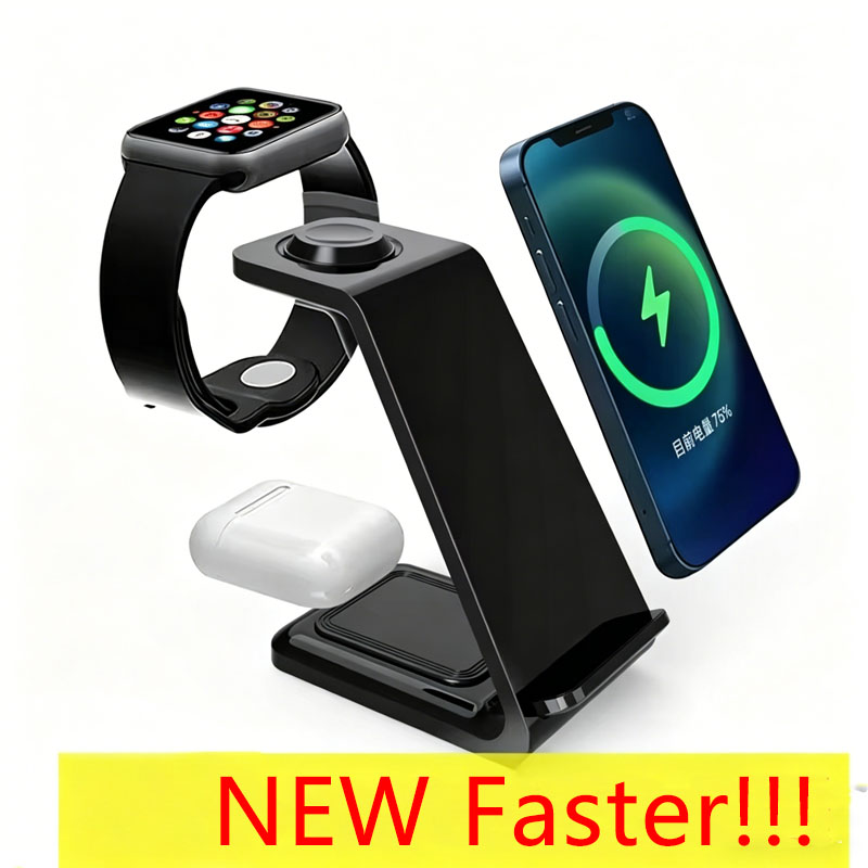 3 In 1 Wireless Charger Stand Pad Fast Charging Station Dock for Apple iPhone 17 16 15 14 Samsung Galaxy Watch IWatch Earphone