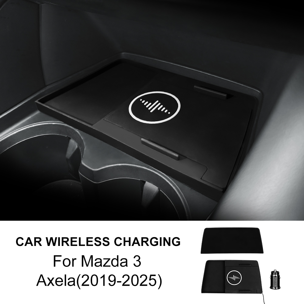 For Mazda 3 Axela 2019-2025 Car Wireless Charger Pad Fast Charging Center Console Organizer Interior Modification Accessories