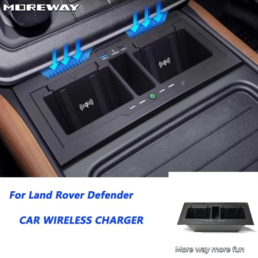Moreway Phone Holder Wireless Charger For Land Rover Defender 110 130 2021 2024 Charging Pad usb type c socket Car Interior