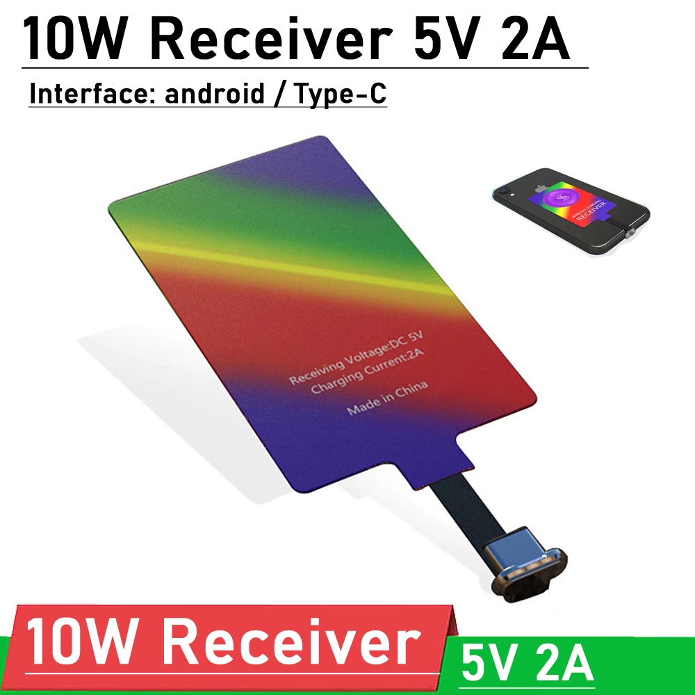 10W 5V 2A Qi Wireless Charger Receiver Pad Android Type-C Fast charging receive module F/ S20 Mobile Transmitter Pro Max Samsung