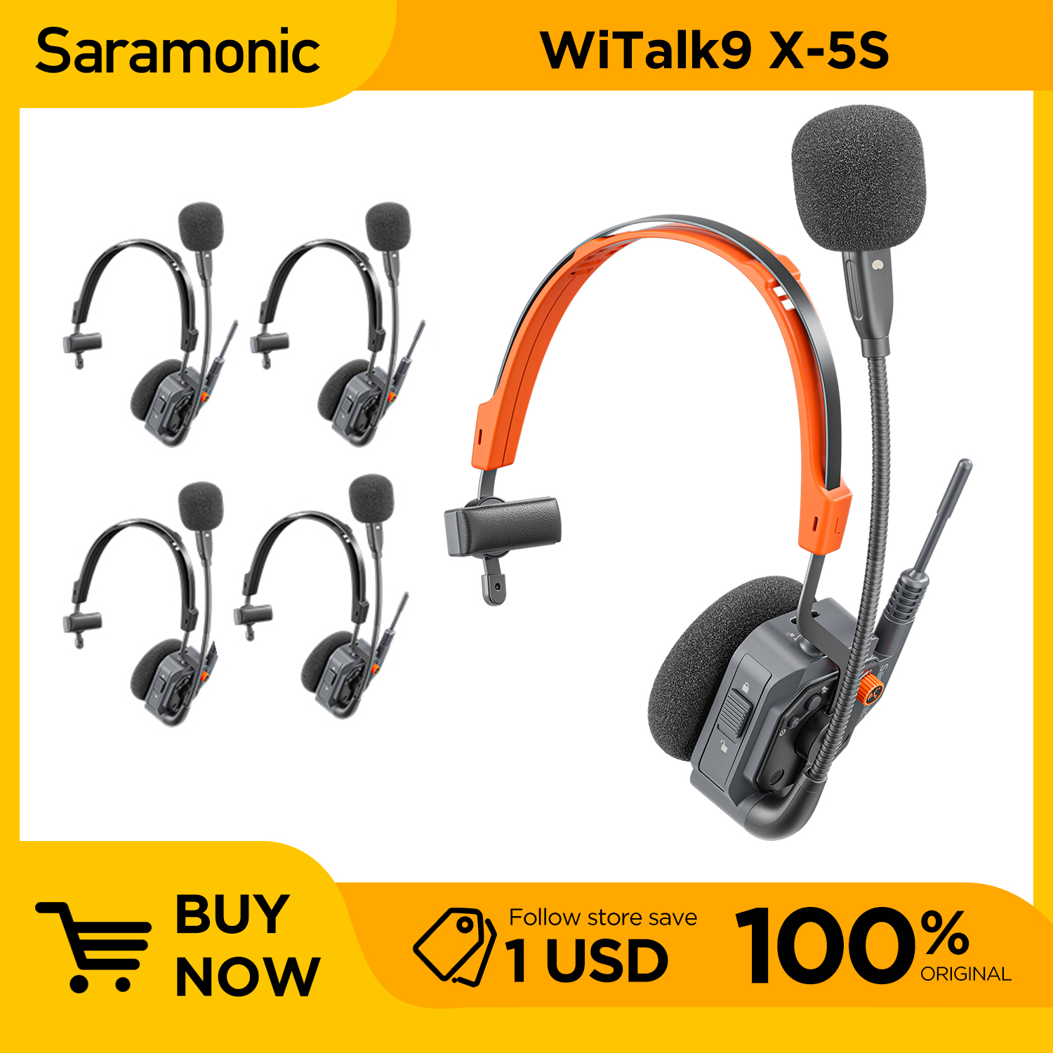 Saramonic WiTalk9 X 9-Person Headset Modular Full-Duplex Wireless Intercom System  for Filmmaking Live performance Sports Events