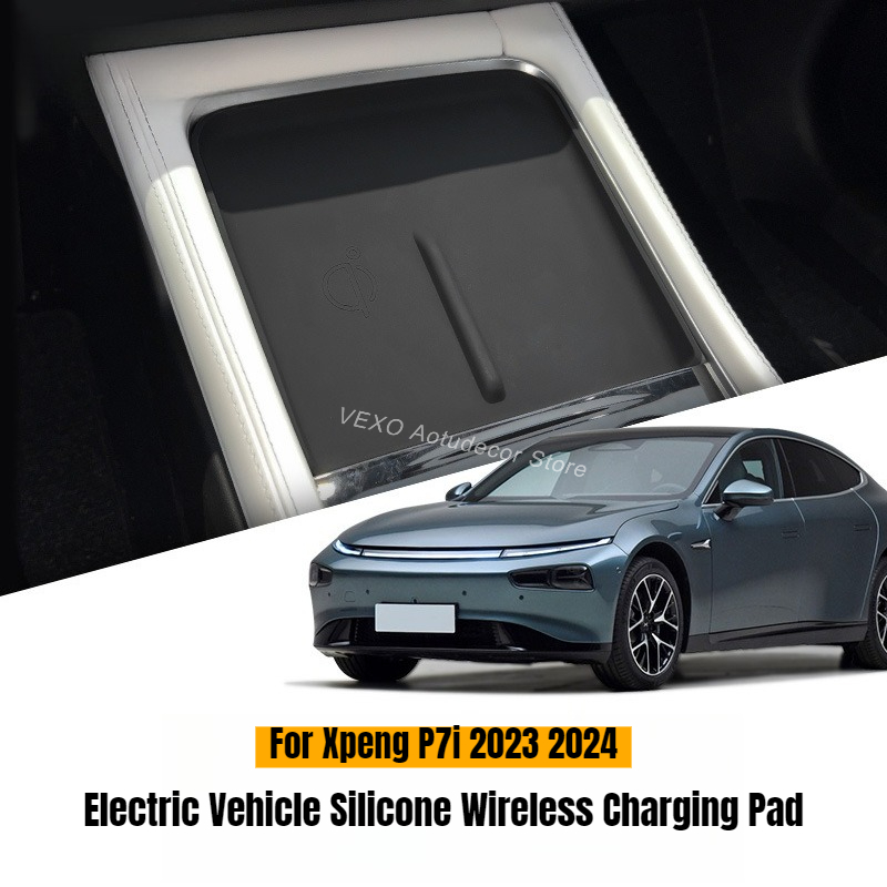 For Xpeng P7i 2023 2024 Electric Vehicle Wireless Charging Pad Silicone Car Center Console Protective Phone Holder Mat Anti-Slip