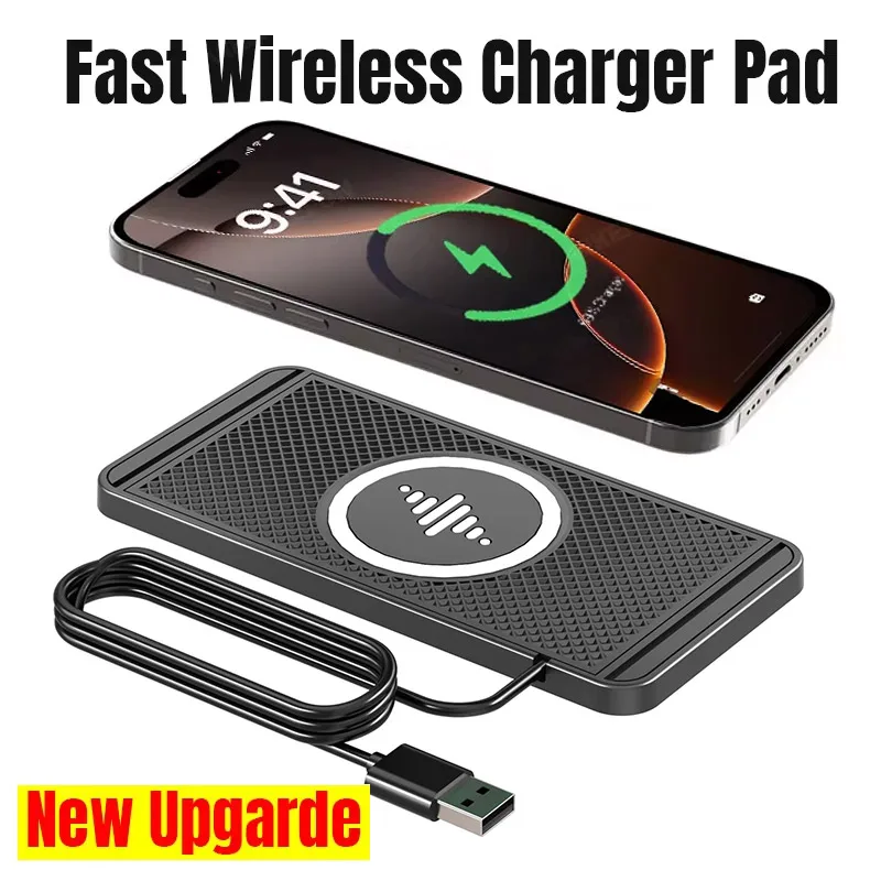 Car Wireless Charger Pad Base USB Cable for iPhone 16 15 14 13 12 Pro Max Samsung Xiaomi Airpods Pro 2 LG Fast Charging Station