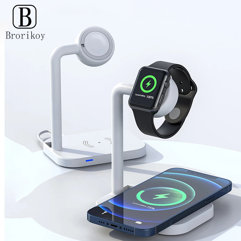 15W 2 in 1 Wireless Charger Quick Charge Dock For Samsung S20 Charging Stand For iPhone 12 11 Pro iWatch 6 5 4 3 2 Charged Pad