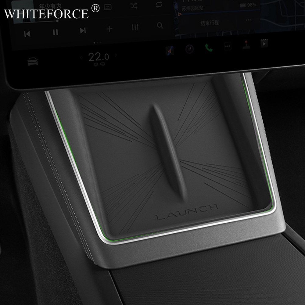 For Tesla Model Y 2025 Juniper Wireless Charge Pad Center Console Organizer Charge Station Mats Silicone Protector Anti-skid Pad