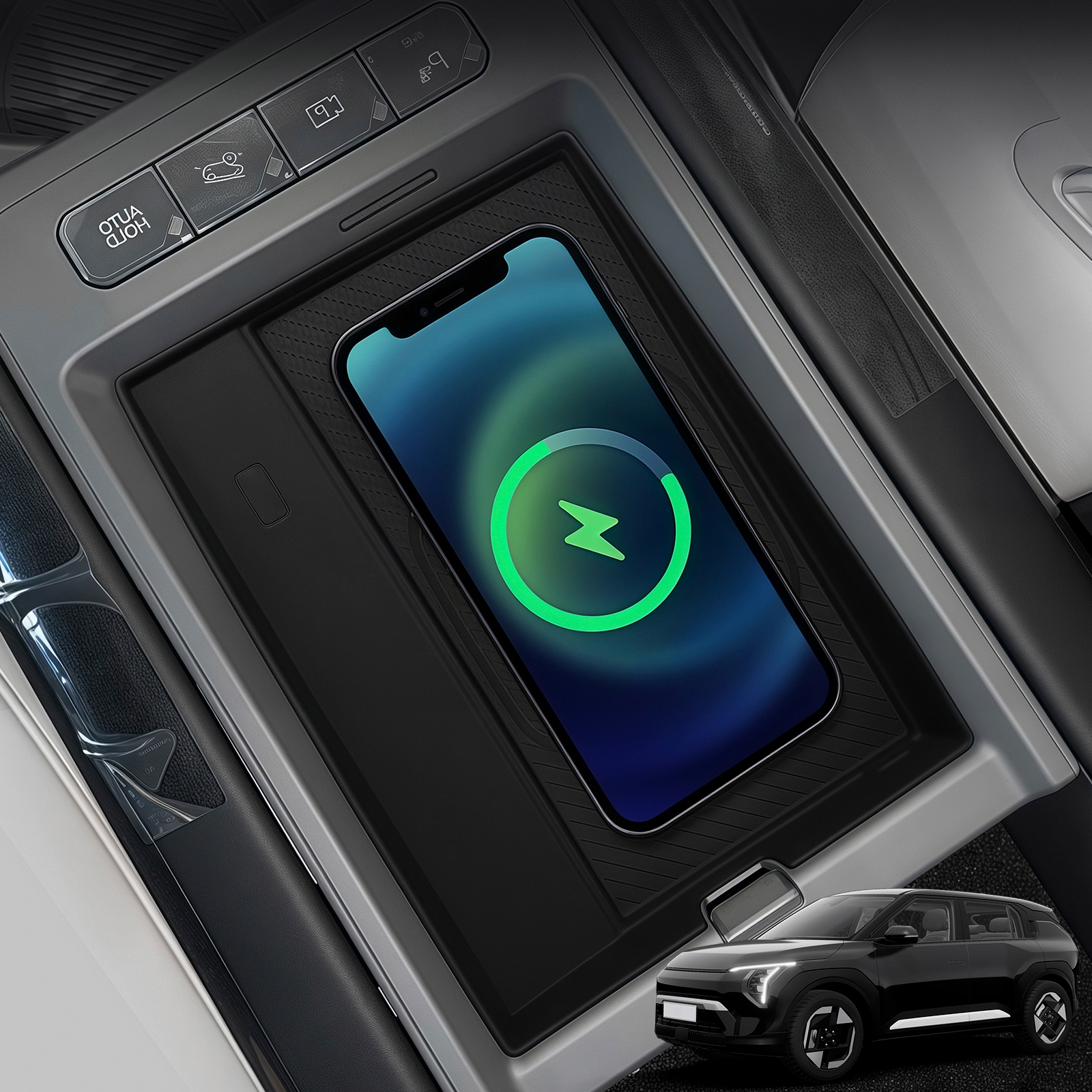 For Kia EV9 2024-2025 Wireless Charging Pad Protector Silicone Anti-Slip Mat Phone Charging Tray Non-Slip Auto Accessories
