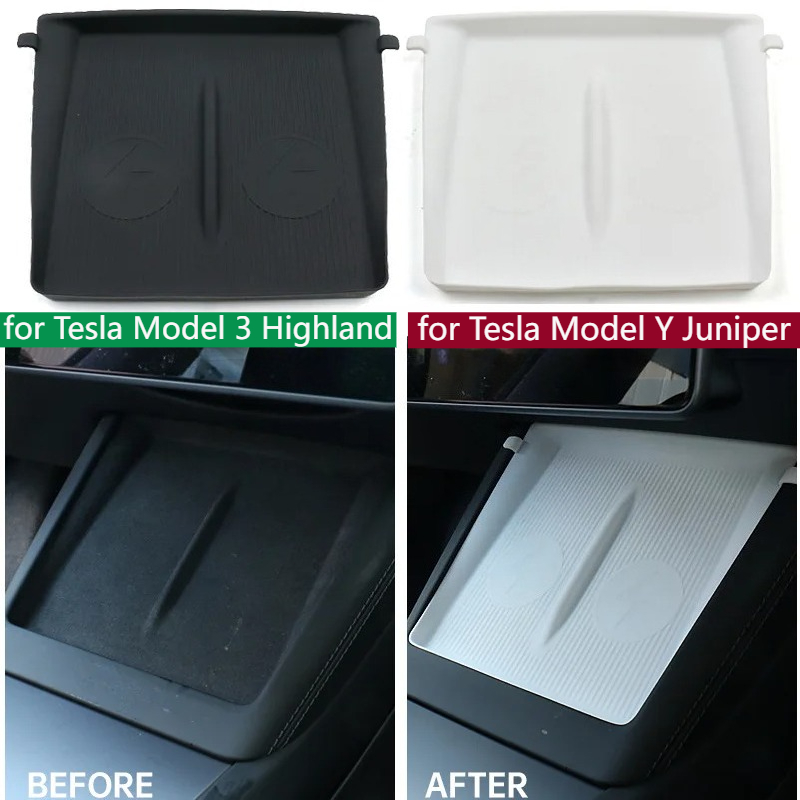For Tesla Model Y Juniper 2025 2026 Interior Accessories Wireless Charging Pad Model 3 2024 Anti-Slip Mobile Phone Anti-Skid Mat