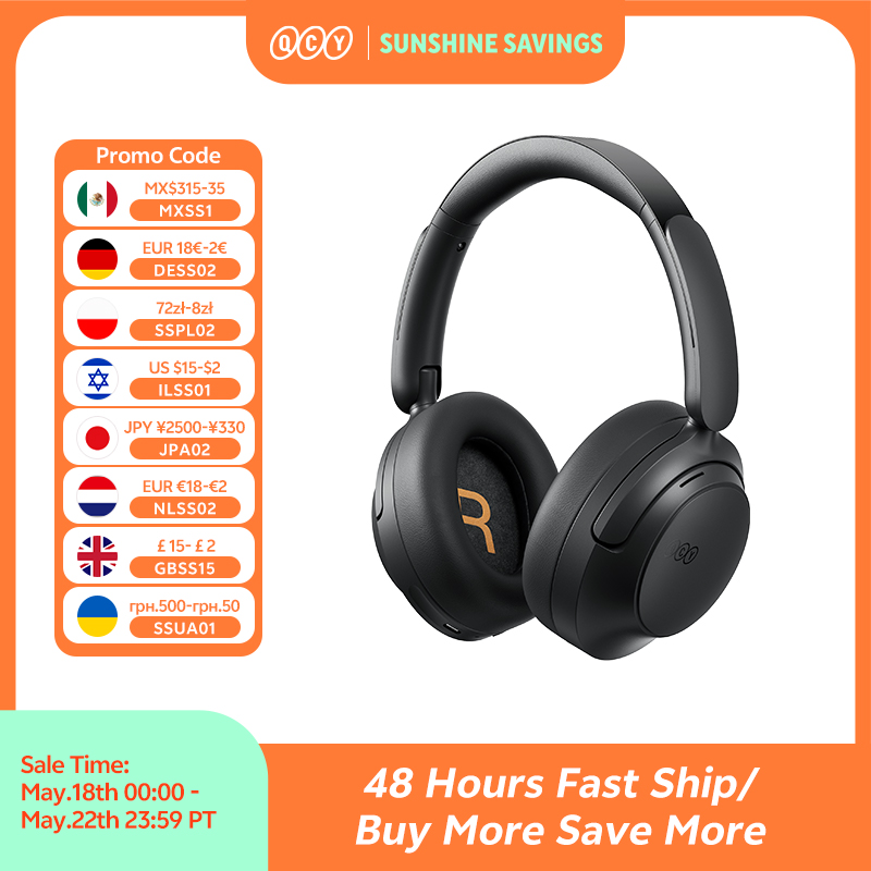 QCY H3S -56dB Adaptive ANC Over Ear Headphone Hi-Res LDAC Spatial Sound Wireless Earphone Bluetooth 6.0 Dual Driver 102H Headset