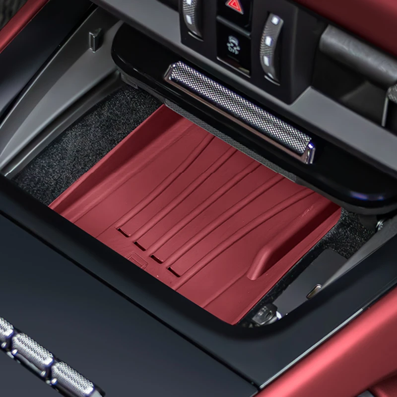 For Porsche Cayenne 2024 Silicone Car Wireless Charging Pad Center Console Organizer Box Cup Holder Bottle Insert Accessories