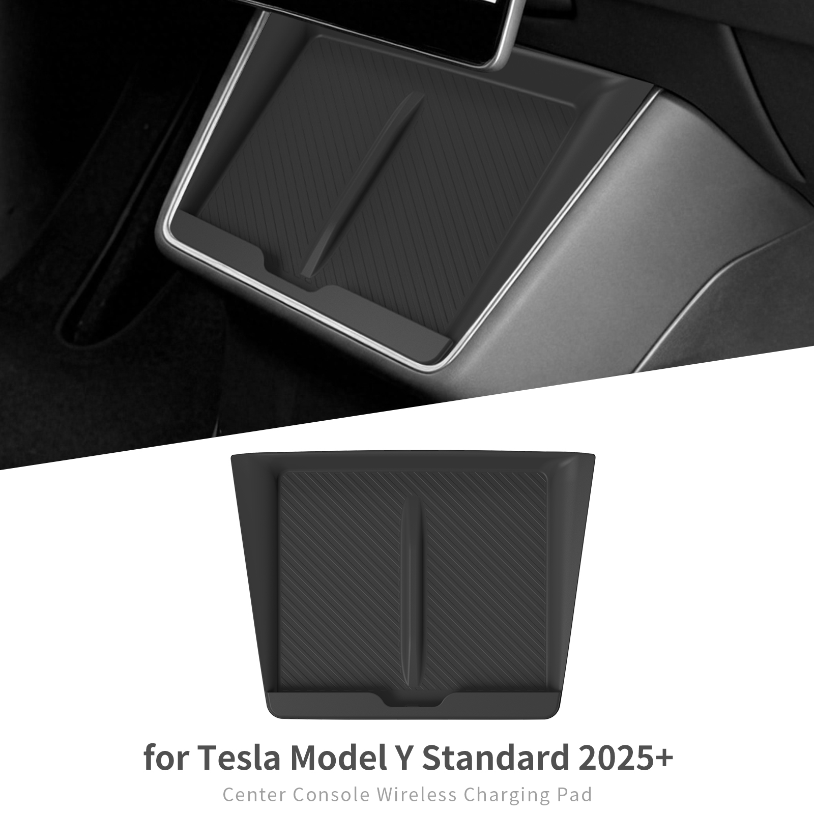 for Tesla Model Y Standard 2026 2025 Center Console Wireless Charging Anti-Slip Pad Silicone Phone Anti Dirt Pad
