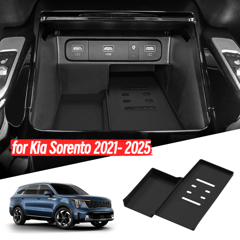 for Kia Sorento 2021- 2025 Phone Wireless Charging Mat Protective Pad Storage Box Organizer Car Interior Accessory Kia Sorento